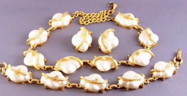 SJ56 Judy Lee pearl necklace, bracelet & clip earrings